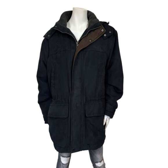 Black Hooded Winter Parka Coat Jacket - Picture 2 of 9
